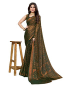 Vamika Green Chiffon Brasso Bollywood Style Woven Saree (BARKHA GREEN) | Grocsy