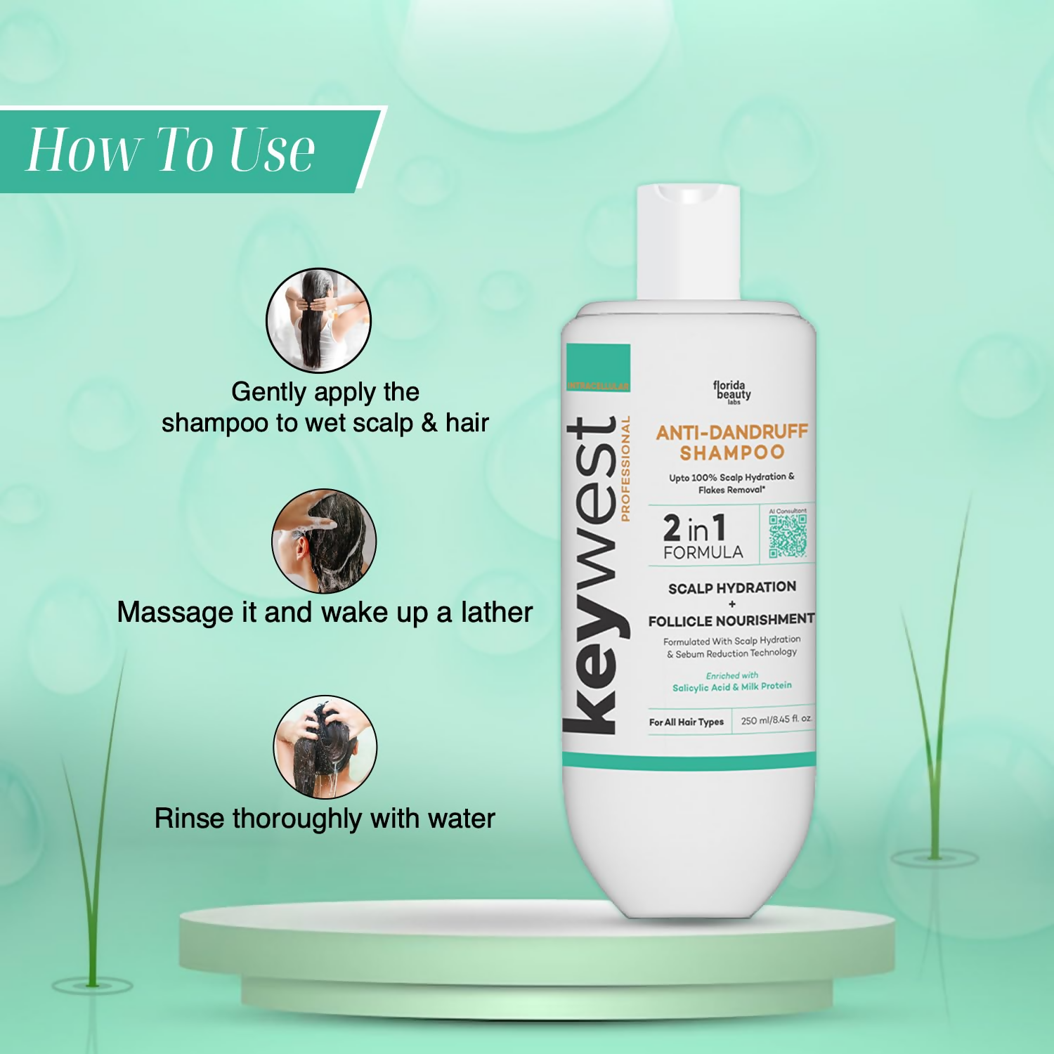 Keywest Professional Anti Dandruff Shampoo 2in1 Formula Scalp Hydration + Follicle Nourishment | Grocsy