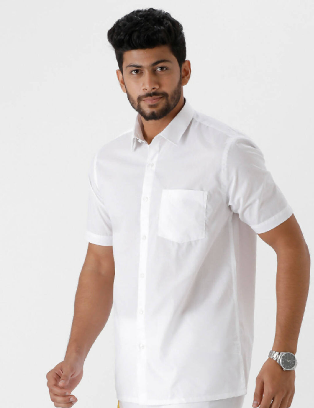Ramraj Cotton Mens Half Sleeve Luxury Cotton White Shirt | Grocsy