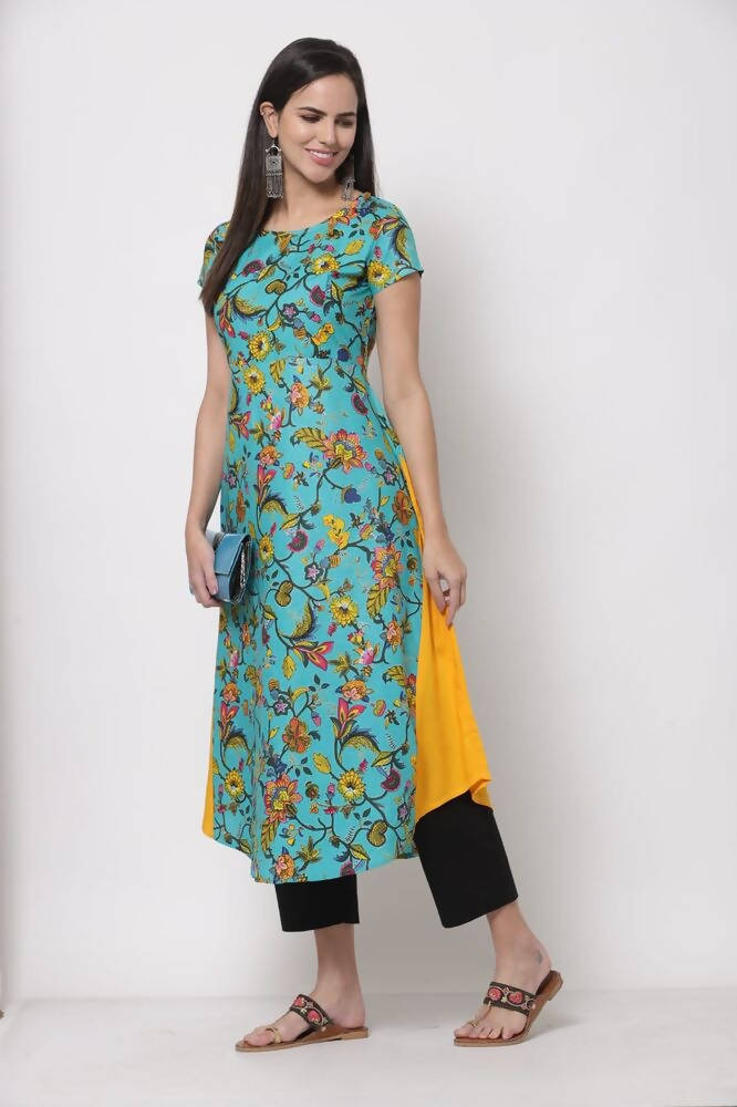 Myshka Women's Cotton Printed Half Sleeve Round Neck Multicolor Dress | Grocsy