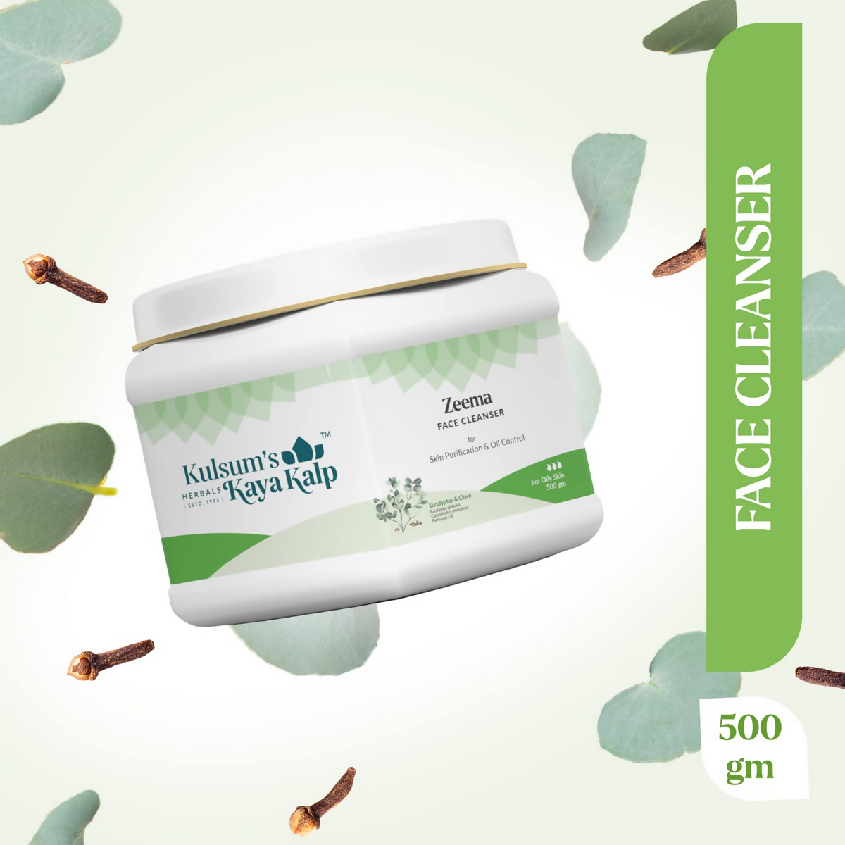 Kulsum's Kaya Kalp Zeema Face Cleanser For Skin Purification & Oil Control With Eucalyptus & Clove | Grocsy