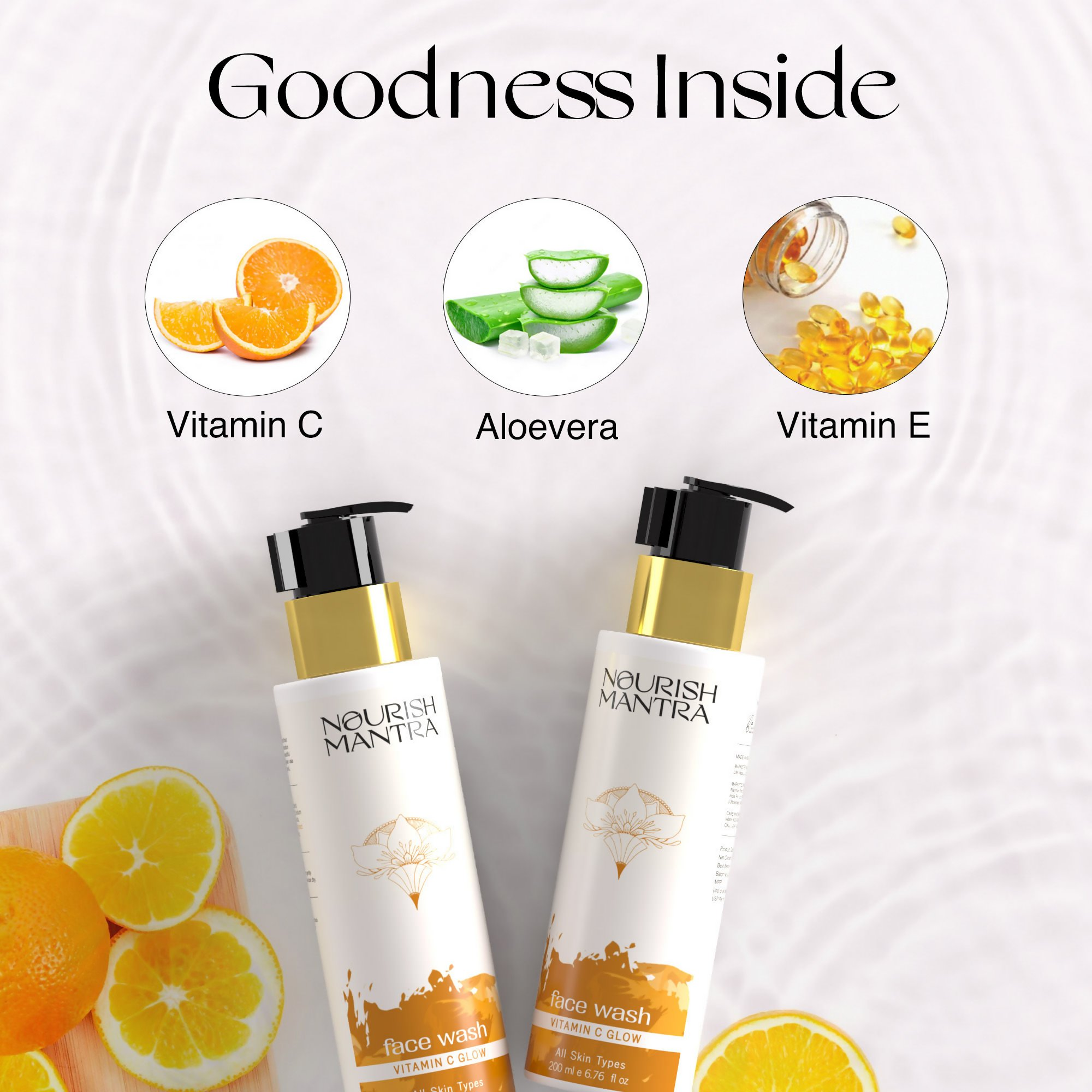 Nourish Mantra Vitamin C Glow Face Wash with Vitamin C, Aloe Vera, & Vitamin E | Grocsy