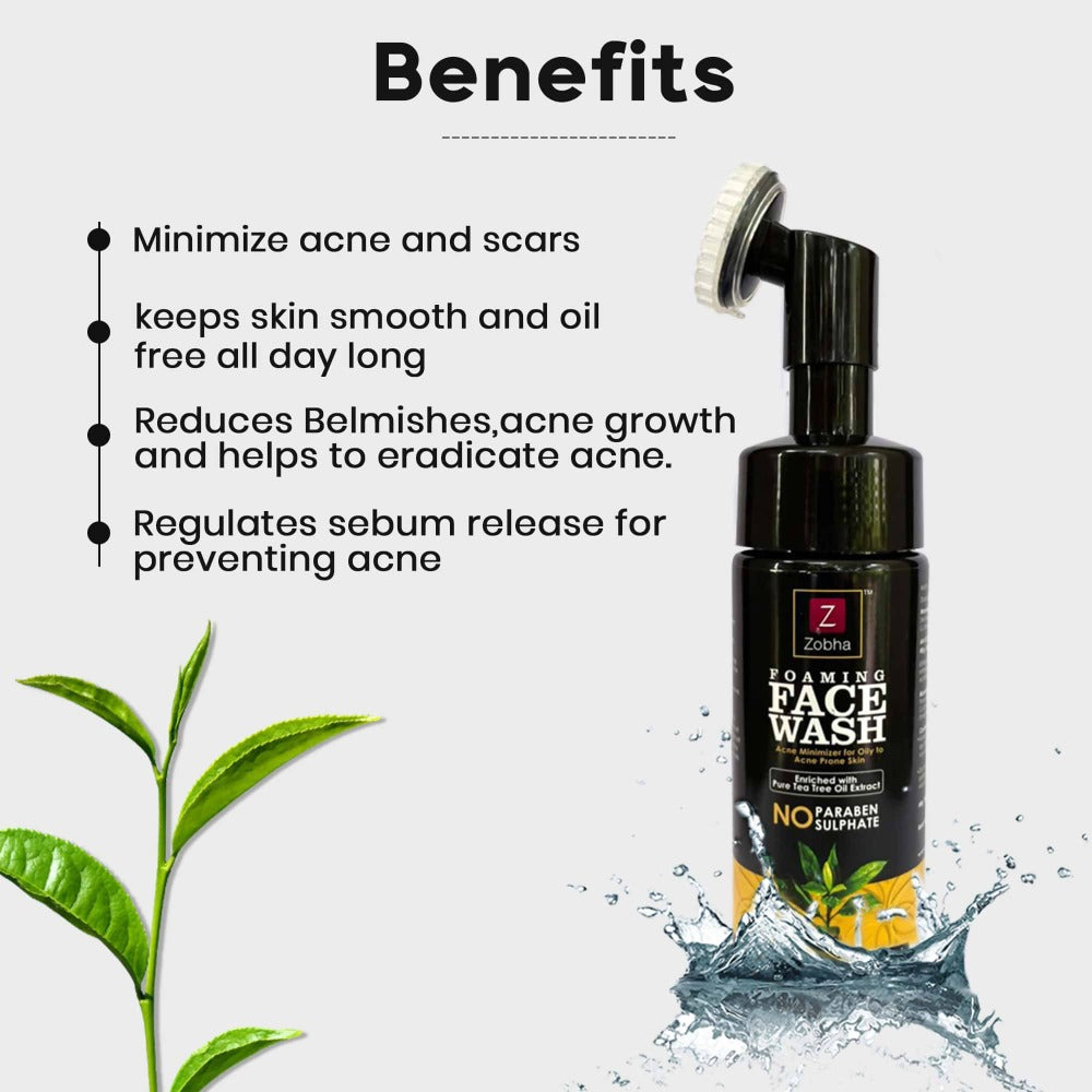 Zobha Foaming Face Wash - Tea Tree Oil Extract | Grocsy