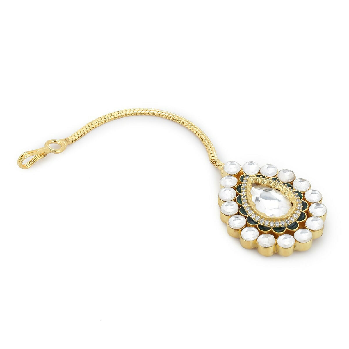 Tear Drop Kundan Maang Tikka- Ruby Raang | Grocsy