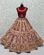 Jyoti Fashion Women's Rani Pink Velvet Dori, Multi Thread Embroidered with Diamond Work Wedding Lehenga Choli | Grocsy