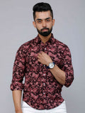 Miravan Men's Floral Slim Fit Long Sleeves Maroon Shirt | Grocsy