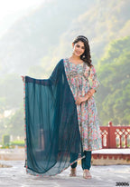 Designer Stylish Multi Slim Georgette Stitched Suit With Dupatta - Kiyara | Grocsy
