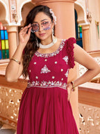 Joban Fashion Rani Readymade Dress With Sequins embroidery Work | Grocsy