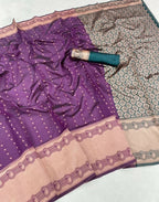 DEIANA'S Beautiful Designer Golden zari Soft Lichi Silk Saree - Majenta | Grocsy
