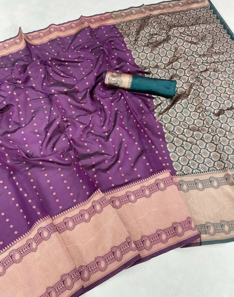 DEIANA'S Beautiful Designer Golden zari Soft Lichi Silk Saree - Majenta | Grocsy