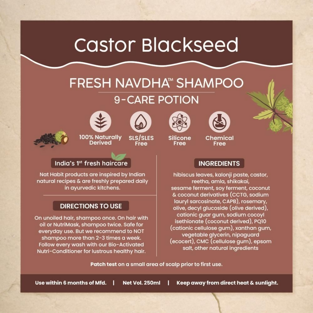 Nat Habit Castor Blackseed Navdha Shampoo | Grocsy