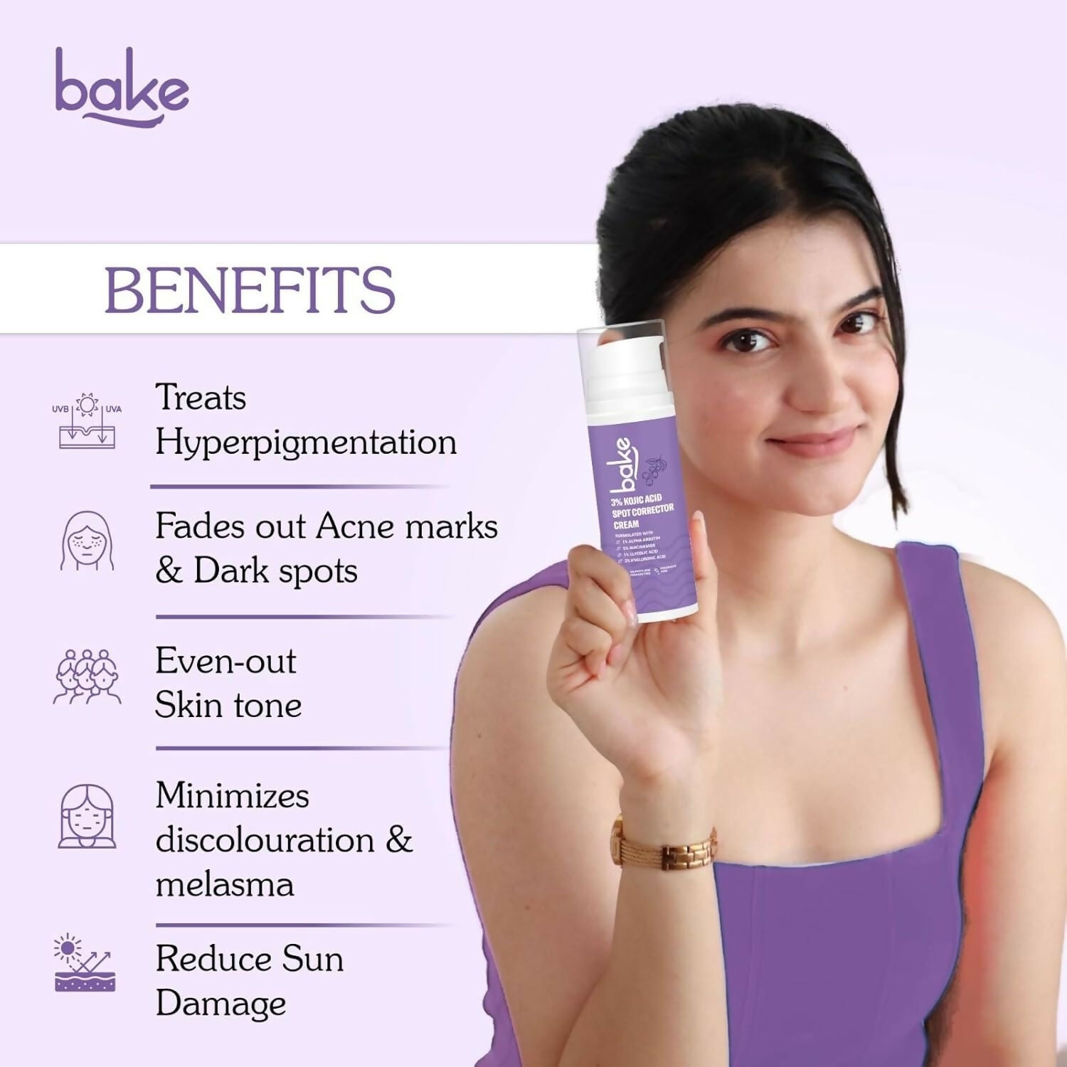 BAKE 3% Kojic Acid Spot Corrector Cream with Alpha Arbutin for Pigmentation | Grocsy