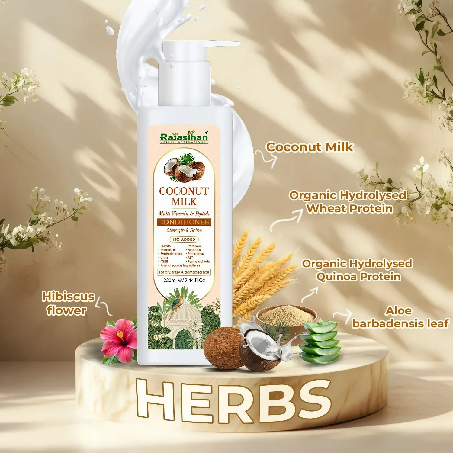 Rajasthan Herbals Coconut Milk Multi Vitamin & Peptide Conditioner | Grocsy