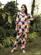 Casual Fashionable Multi Muslin Cotton co-ord set - Manya | Grocsy