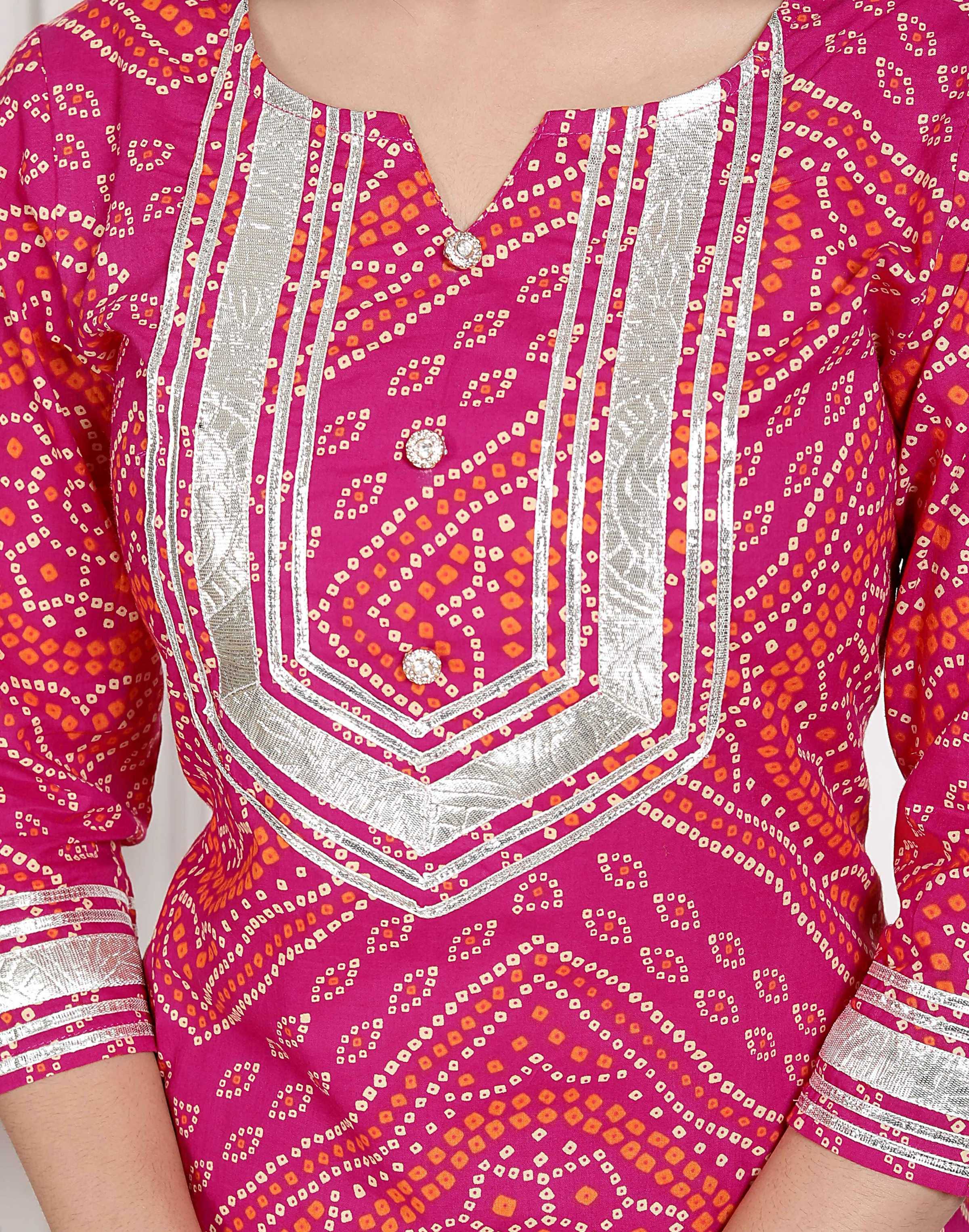 Miravan Women's Embellished Ethnic Cotton Kurta with palazzo | Grocsy