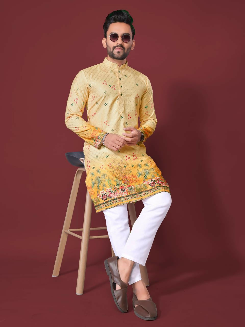 Anaita Yellow Multi Color Kurta | Grocsy