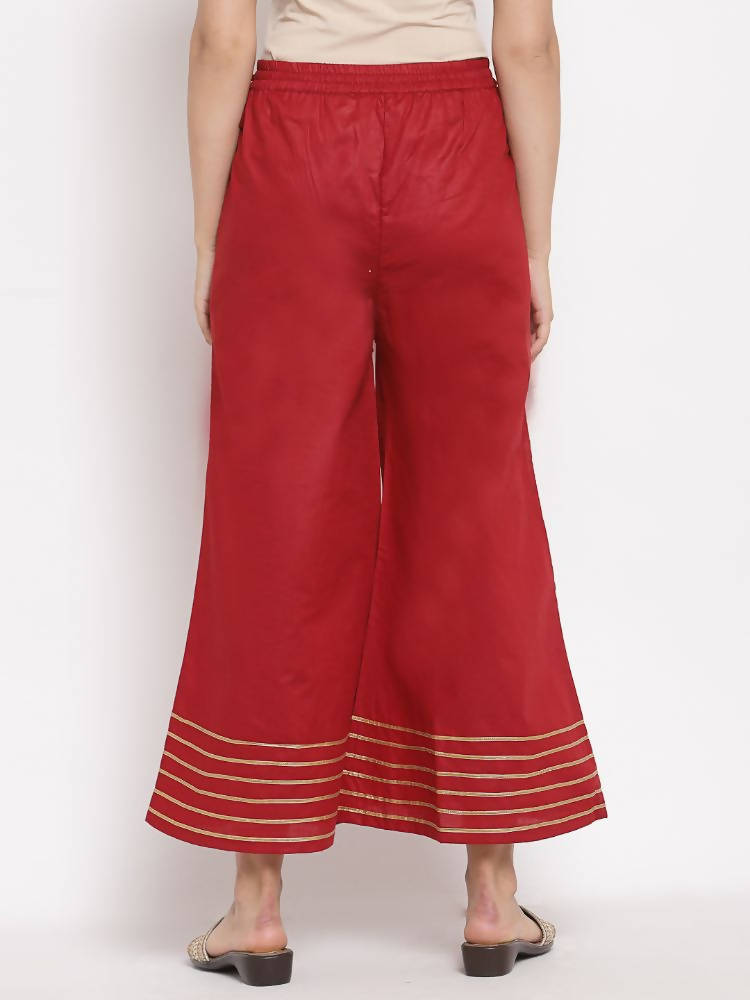 Myshka Women's Maroom Cotton Solid Casual Palazzo | Grocsy