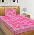 Vamika Printed Cotton Pink & White Combination Bedsheet With Pillow Covers (LEOC_BATIK_PINK) | Grocsy