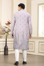Raivat Ethnic Art Silk Thread Work Kurta Pajama In Purple Colour | Grocsy
