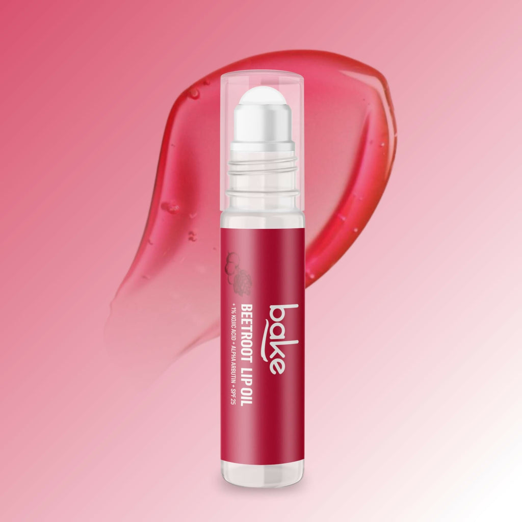 Bake 1% Kojic Acid Beetroot Tinted Lip Balm Oil for Dark & Pigmented Lips with SPF 25 & Alpha Arbutin | Grocsy