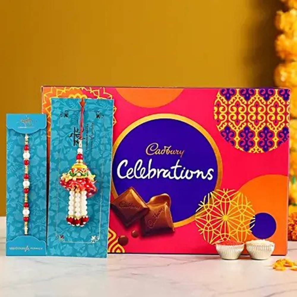 Pearl & Lumba Rakhi With Celebrations Combo | Grocsy