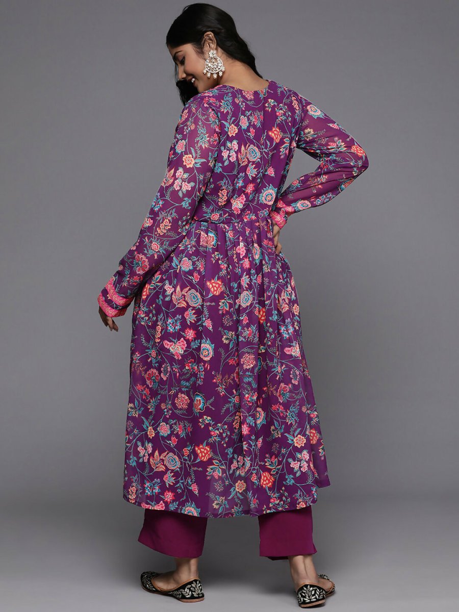 Ahalyaa Women's Traditional wear Kurta Set - Purple | Grocsy