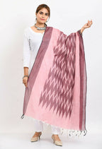 Mominos Fashion Moeza Women's Handloom Cotton Ikkat Maroon Dupatta | Grocsy