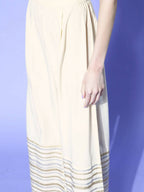 Ahalyaa Women Off White Colour Crepe Printed Top Palazzo Set | Grocsy