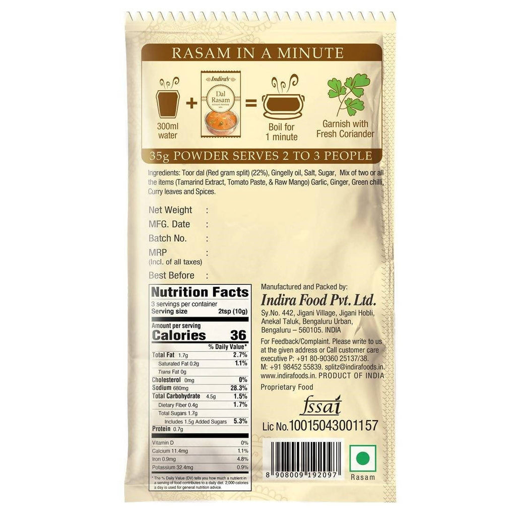 Indira's Dal Rasam Instant Powder Mix | Grocsy