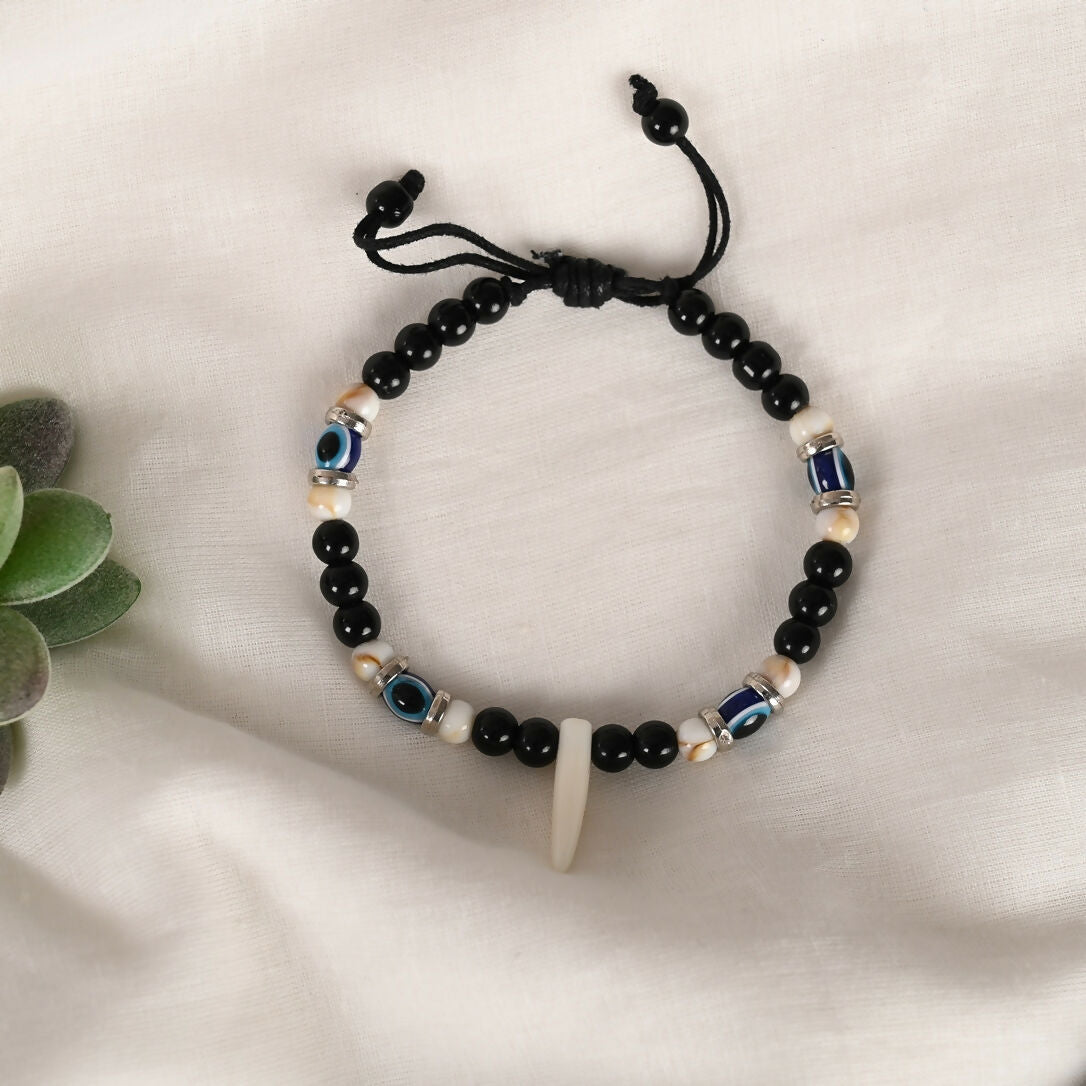 NVR Men & Women Pearl Evil Eye Adjustable Bracelet | Grocsy