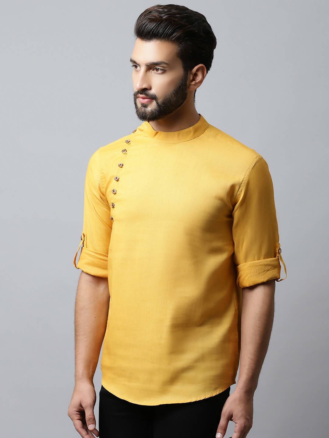 Even Apparels Yellow Color Pure Cotton Men's Kurta With Side Placket (MMS1130) | Grocsy