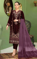 Anaita Purple Velvet Suit with Embroidery Sequence Work | Grocsy