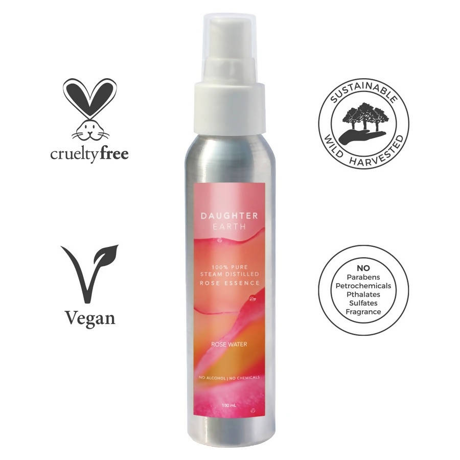 Daughter Earth Rose Water - 100% Pure Steam Distilled Rose Essence | Grocsy