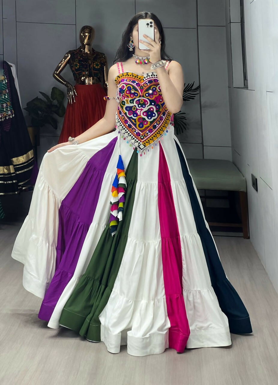 Yash Enterprise Multi Color Rayon Embroidery Semi Stitched Navratri Chaniya Choli | Grocsy