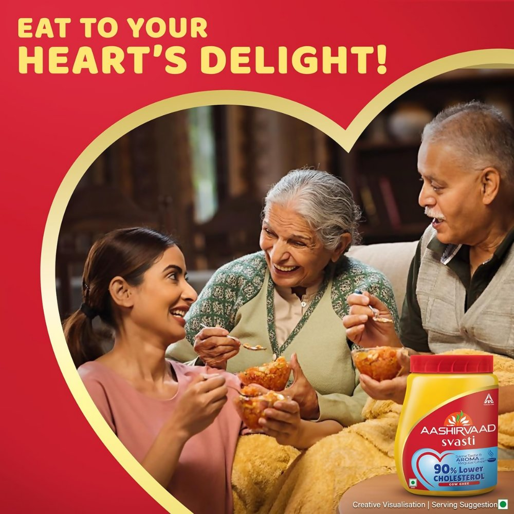 Aashirvaad Svasti 90% Lower Cholesterol Ghee | Grocsy