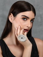 Joban Fashion Women Round Shape Silver Tone Ring | Grocsy