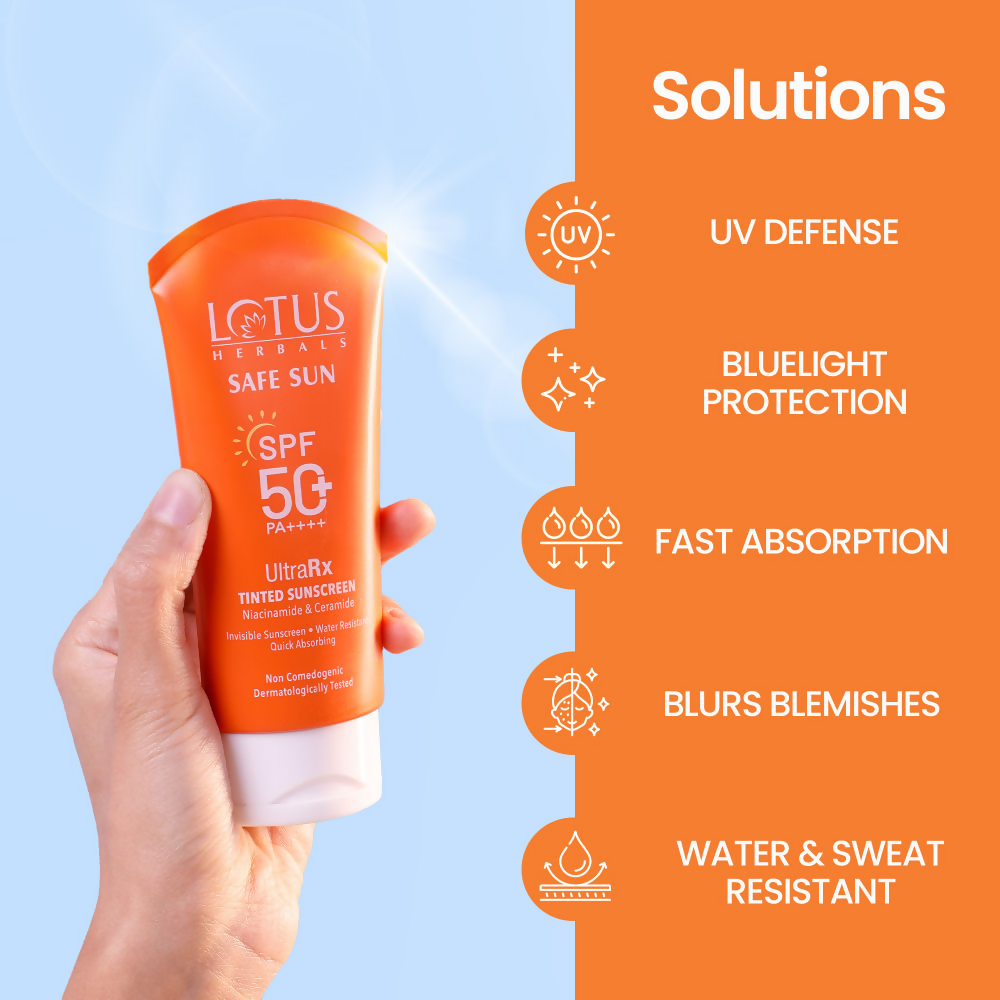Lotus Herbals Safesun Ultrarx Tinted Sunscreen SPF 50+ PA++++ | Grocsy