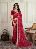 Ai Fashion Magenta Georgette Rajwadi Bandhani Print Party Wear Saree | Grocsy