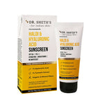 Dr. Sheth's Haldi & Hyaluronic Acid Sunscreen SPF 50+ PA+++ For Hydrating & Brightening Skin, Protects against UVA/UVB & Blue light | Grocsy