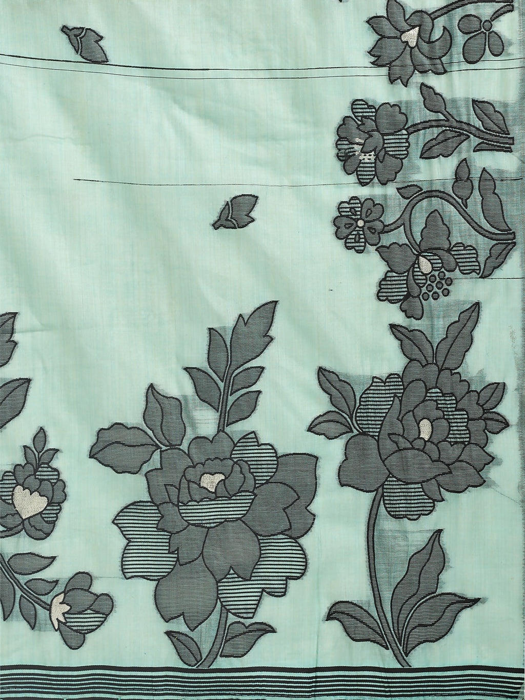 Shree Shyam Fashion Kashira Rama Green Linen Cotton Saree | Grocsy