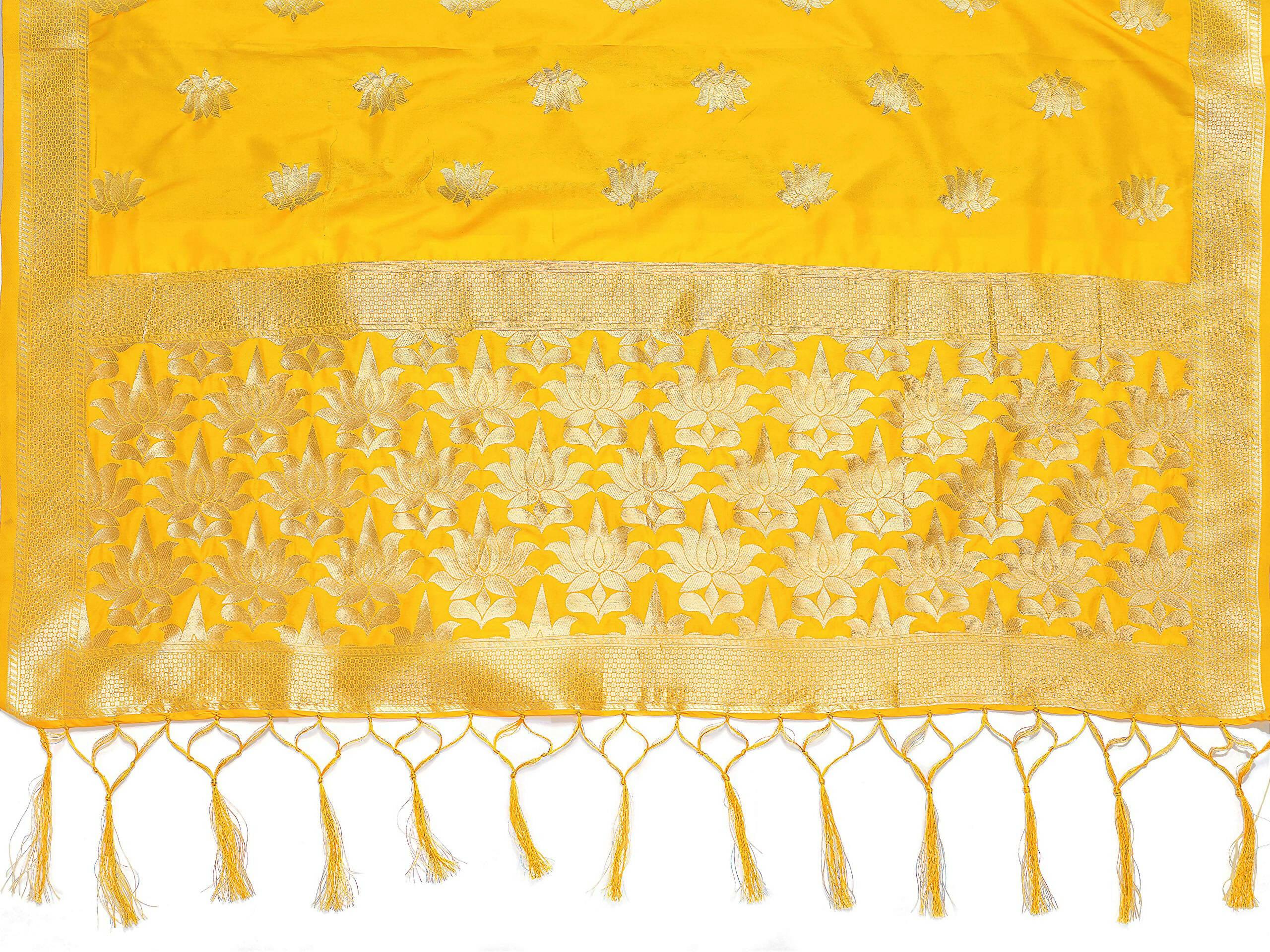 Mimosa Women's Gold Banarasi Art Silk Dupatta | Grocsy