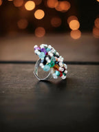 Inhanns Rang-E-Roshan Adjustable Ring – Handmade Crystal Statement Ring - Multicolor 1 | Grocsy