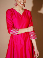 Myshka Women Pink Solid Kurta & With Dupatta | Grocsy
