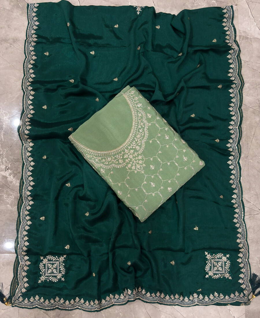 KC Heavy Chinon Pista Green Salwar Suit For Women Ethnic Wear | Grocsy