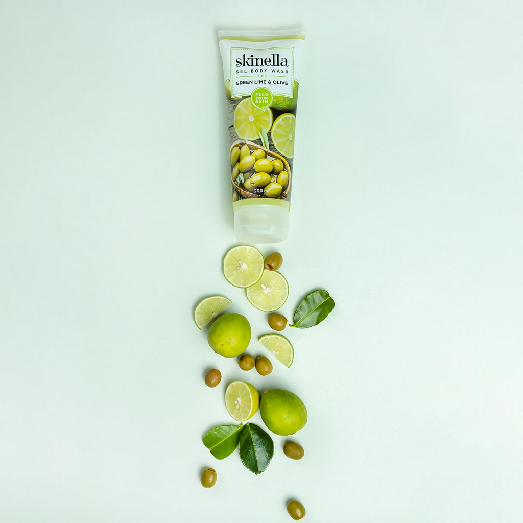 Skinella Gel Body Wash,Green Lime And Olive with Vitamins E & C | Grocsy