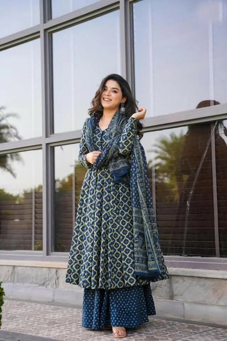 Aayaa Designer Printed Cotton Silk Suit - Multi Color | Grocsy