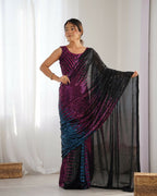 Black Georgette Designer Sequence Embroidery Work Saree - Radhe | Grocsy