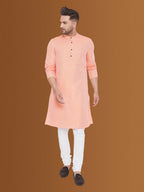 Even Apparels Men's Pure Cotton Orange Kurta | Grocsy
