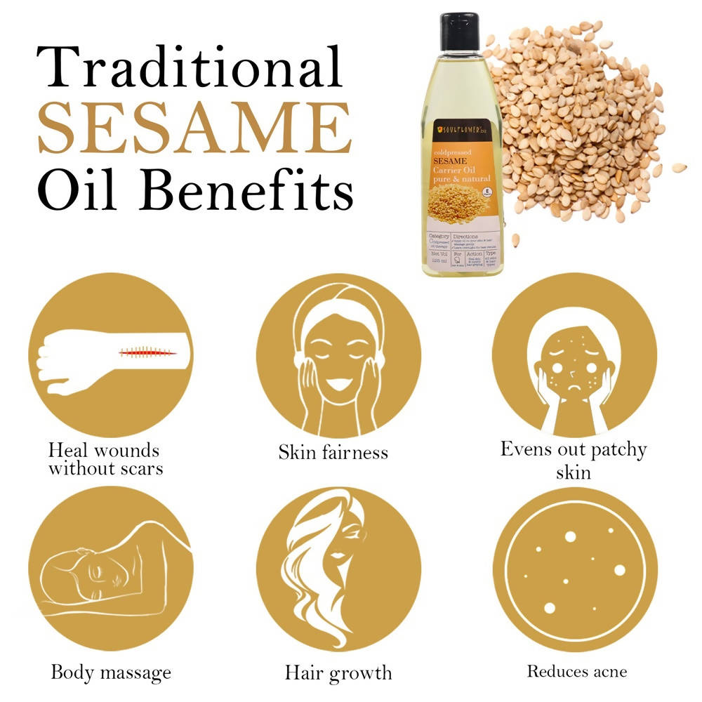 Soulflower Coldpressed Sesame Carrier Oil Pure & Natural | Grocsy