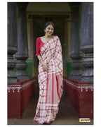 Exclusive Collection Beautiful Check Red Pure Cotton Woven Handloom Saree With Running Blouse Piece | Grocsy